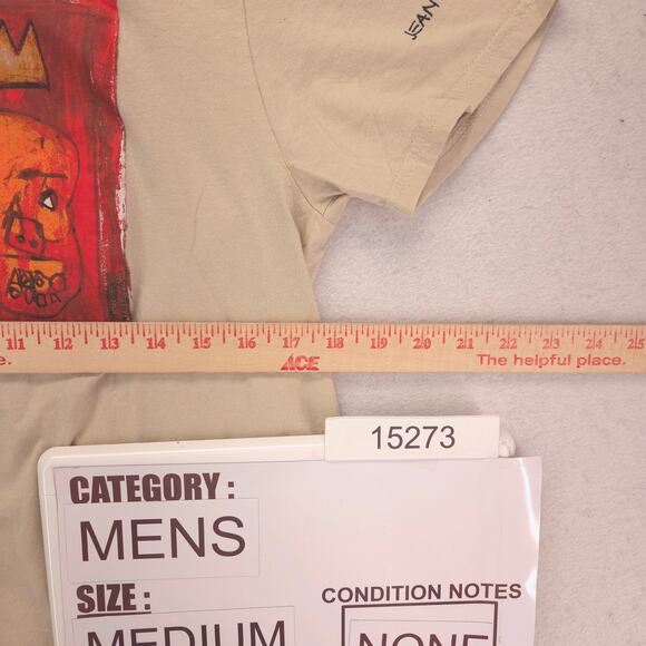 Jean Michel Basquiat Crew Neck Short Sleeve T-Shirt Mens Size Medium M Tan - Picture 7 of 9
